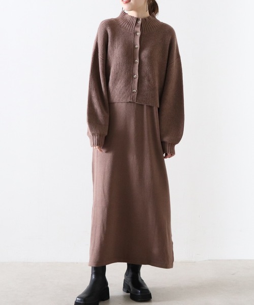 Cheek（チーク）の「２Ｗａｙニットカーディガン＋ニットワンピースＳＥＴ（ワンピース・レディース・グレー/アイボリー/モカ・MEDIUM）」の17枚目の写真