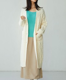 SAISON DE PAPILLON | ケーブル編みロングニットカーディガン(カーディガン/ボレロ)