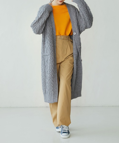 SAISON DE PAPILLON(セゾンドパピヨン)の「ケーブル編みロングニットカーディガン(カーディガン/ボレロ・レディース・アイボリー/グレー/ブラウン・フリー)」の19枚目の写真