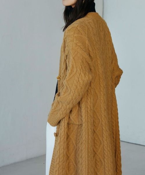 SAISON DE PAPILLON(セゾンドパピヨン)の「ケーブル編みロングニットカーディガン(カーディガン/ボレロ・レディース・アイボリー/グレー/ブラウン・フリー)」の21枚目の写真