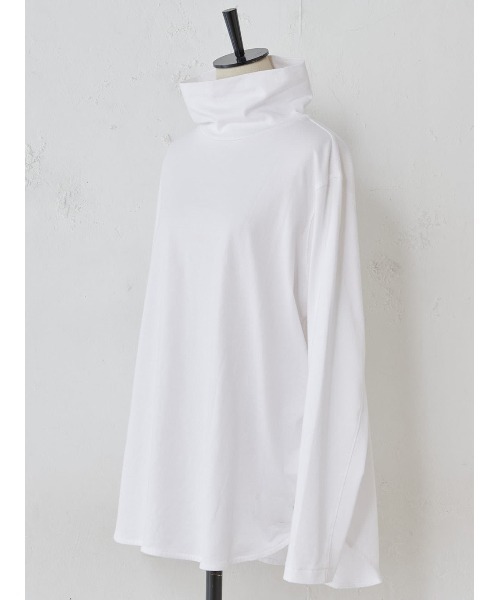 BEARDSLEY(ビアズリー)の「柔らかで薄手 インナーに使いやすい ニットのチクチクが苦手な方にも ハイネックTシャツ(Tシャツ/カットソー・レディース・ホワイト/ブラック/ブラック系その他・FREE)」の7枚目の写真