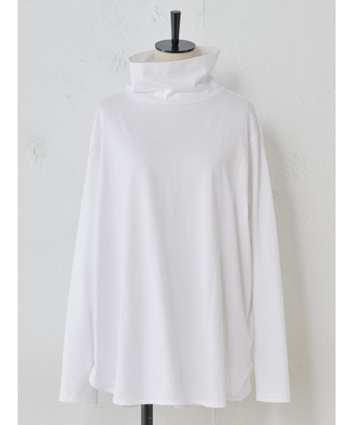 BEARDSLEY(ビアズリー)の「柔らかで薄手 インナーに使いやすい ニットのチクチクが苦手な方にも ハイネックTシャツ(Tシャツ/カットソー・レディース・ホワイト/ブラック/ブラック系その他・FREE)」の11枚目の写真