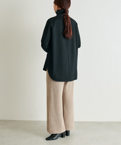 BEARDSLEY(ビアズリー)の「柔らかで薄手 インナーに使いやすい ニットのチクチクが苦手な方にも ハイネックTシャツ(Tシャツ/カットソー・レディース・ホワイト/ブラック/ブラック系その他・FREE)」の15枚目の写真