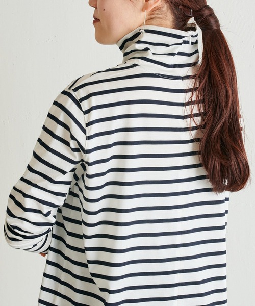 BEARDSLEY(ビアズリー)の「柔らかで薄手 インナーに使いやすい ニットのチクチクが苦手な方にも ハイネックTシャツ(Tシャツ/カットソー・レディース・ホワイト/ブラック/ブラック系その他・FREE)」の19枚目の写真