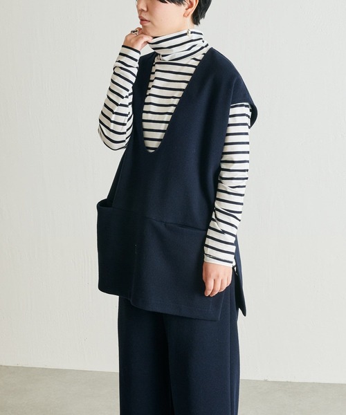 BEARDSLEY(ビアズリー)の「柔らかで薄手 インナーに使いやすい ニットのチクチクが苦手な方にも ハイネックTシャツ(Tシャツ/カットソー・レディース・ホワイト/ブラック/ブラック系その他・FREE)」の17枚目の写真