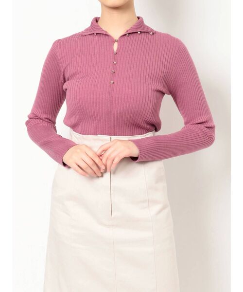 MERCURYDUO(マーキュリーデュオ)の「3WAYボタンデザインニット(ニット/セーター・レディース・オフホワイト/ブラック/ピンク/ベージュ・FREE)」の4枚目の写真