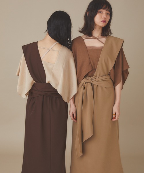 moi tytto（モイテュット）の「(取り外し可能)ワンショルペンシルスカート（スカート・レディース・ベージュ/ブラウン・FREE）」の9枚目の写真