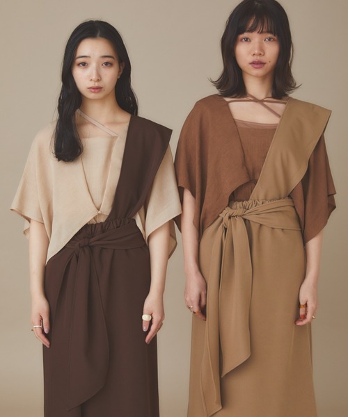 moi tytto（モイテュット）の「(取り外し可能)ワンショルペンシルスカート（スカート・レディース・ベージュ/ブラウン・FREE）」の10枚目の写真