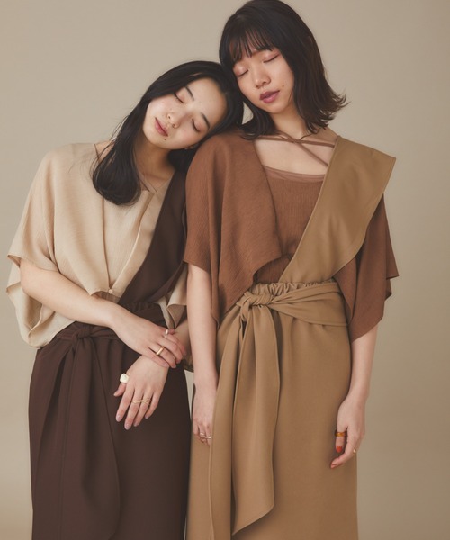 moi tytto（モイテュット）の「(取り外し可能)ワンショルペンシルスカート（スカート・レディース・ベージュ/ブラウン・FREE）」の11枚目の写真