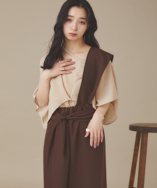 moi tytto（モイテュット）の「(取り外し可能)ワンショルペンシルスカート（スカート・レディース・ベージュ/ブラウン・FREE）」の16枚目の写真