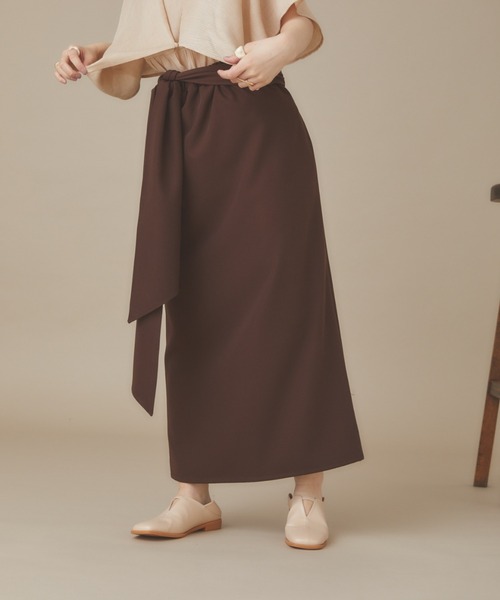 moi tytto（モイテュット）の「(取り外し可能)ワンショルペンシルスカート（スカート・レディース・ベージュ/ブラウン・FREE）」の19枚目の写真