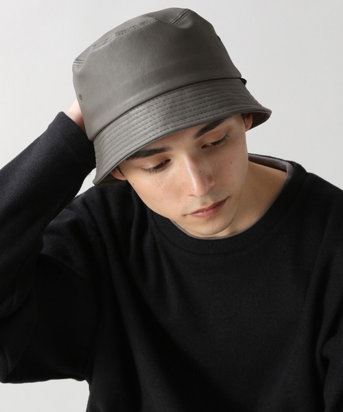 RAGEBLUE（レイジブルー）の「レザータッチバケットハット/266058（ハット・メンズ・ブラック/ダークグレー/ダークブラウン・FREE）」の3枚目の写真