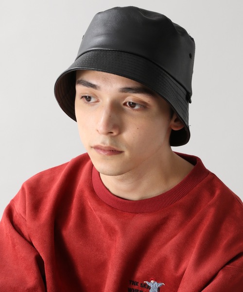 RAGEBLUE（レイジブルー）の「レザータッチバケットハット/266058（ハット・メンズ・ブラック/ダークグレー/ダークブラウン・FREE）」の2枚目の写真