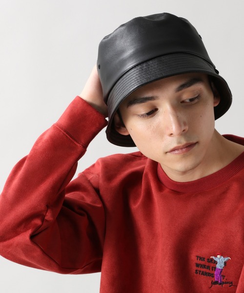 RAGEBLUE（レイジブルー）の「レザータッチバケットハット/266058（ハット・メンズ・ブラック/ダークグレー/ダークブラウン・FREE）」の6枚目の写真