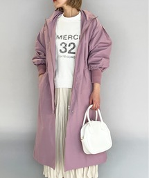 スタンドカラーフード付きコート