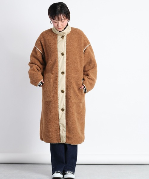 cepo（セポ）の「キリカエボアロングコート（ダウンジャケット/コート・レディース・グレー/オフホワイト/オレンジ・M）」の3枚目の写真