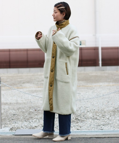 cepo（セポ）の「キリカエボアロングコート（ダウンジャケット/コート・レディース・グレー/オフホワイト/オレンジ・M）」の6枚目の写真