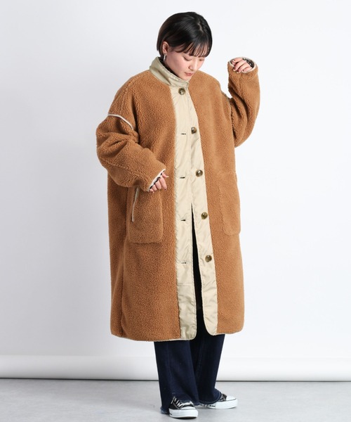 cepo（セポ）の「キリカエボアロングコート（ダウンジャケット/コート・レディース・グレー/オフホワイト/オレンジ・M）」の9枚目の写真