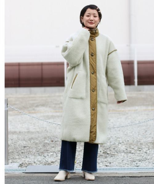 cepo（セポ）の「キリカエボアロングコート（ダウンジャケット/コート・レディース・グレー/オフホワイト/オレンジ・M）」の14枚目の写真