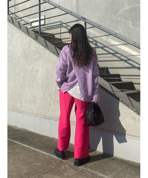 MOUSSY（マウジー）の「FRONT TUCK WIDE LEG パンツ（その他パンツ・レディース・チャコールグレー/ピンク/ライトベージュ・1/2）」の11枚目の写真