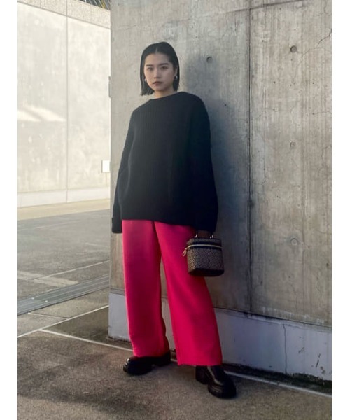 MOUSSY（マウジー）の「FRONT TUCK WIDE LEG パンツ（その他パンツ・レディース・チャコールグレー/ピンク/ライトベージュ・1/2）」の14枚目の写真