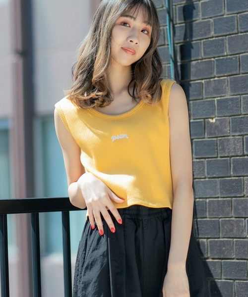 PBLIM（ページボーイリム）の「【PAGEBOYLIM】ロゴシシュウリブタンク（タンクトップ・レディース・ブラック/オフホワイト/ミント/イエロー・FREE）」の4枚目の写真