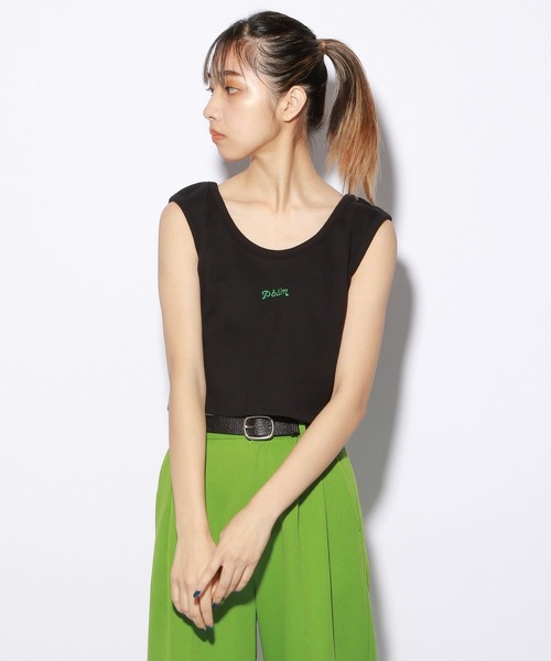 PBLIM（ページボーイリム）の「【PAGEBOYLIM】ロゴシシュウリブタンク（タンクトップ・レディース・ブラック/オフホワイト/ミント/イエロー・FREE）」の3枚目の写真