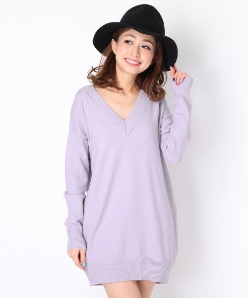 Heather（ヘザー）の「7GボーイフレンドVニットプルオーバー　559159（ニット/セーター・レディース・オフホワイト/チャコールグレー/ラベンダー/ライトピンク・FREE）」の3枚目の写真