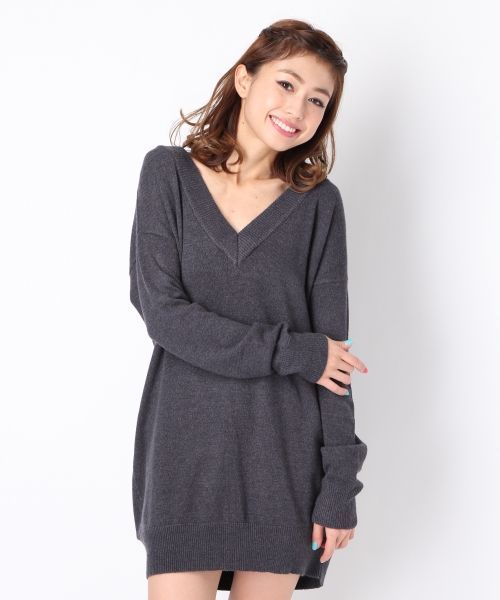 Heather（ヘザー）の「7GボーイフレンドVニットプルオーバー　559159（ニット/セーター・レディース・オフホワイト/チャコールグレー/ラベンダー/ライトピンク・FREE）」の2枚目の写真