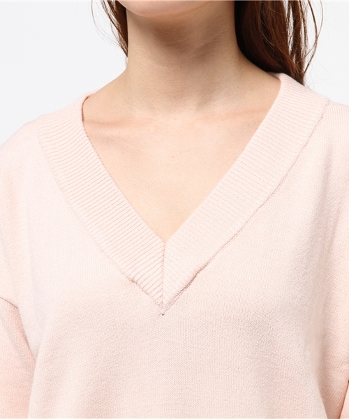 Heather（ヘザー）の「7GボーイフレンドVニットプルオーバー　559159（ニット/セーター・レディース・オフホワイト/チャコールグレー/ラベンダー/ライトピンク・FREE）」の9枚目の写真