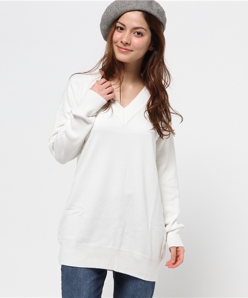 Heather（ヘザー）の「7GボーイフレンドVニットプルオーバー　559159（ニット/セーター・レディース・オフホワイト/チャコールグレー/ラベンダー/ライトピンク・FREE）」の16枚目の写真