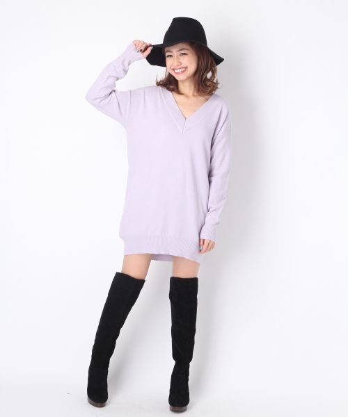 Heather（ヘザー）の「7GボーイフレンドVニットプルオーバー　559159（ニット/セーター・レディース・オフホワイト/チャコールグレー/ラベンダー/ライトピンク・FREE）」の12枚目の写真