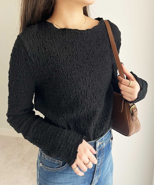 GeeRA(ジーラ)の「ワッシャーカットソープルオーバー(Tシャツ/カットソー・レディース・ブラック/グリーン/アイボリー/ピンク/イエロー・MEDIUM/X-LARGE/LARGE)」の3枚目の写真