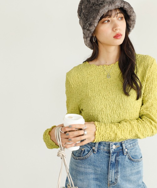 GeeRA(ジーラ)の「ワッシャーカットソープルオーバー(Tシャツ/カットソー・レディース・ブラック/グリーン/アイボリー/ピンク/イエロー・MEDIUM/X-LARGE/LARGE)」の18枚目の写真