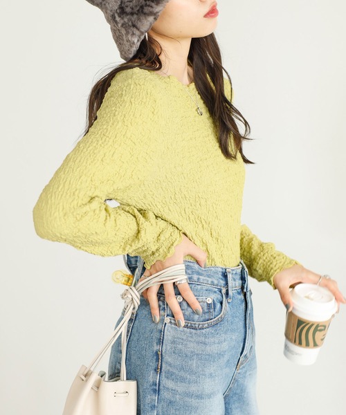 GeeRA(ジーラ)の「ワッシャーカットソープルオーバー(Tシャツ/カットソー・レディース・ブラック/グリーン/アイボリー/ピンク/イエロー・MEDIUM/X-LARGE/LARGE)」の19枚目の写真