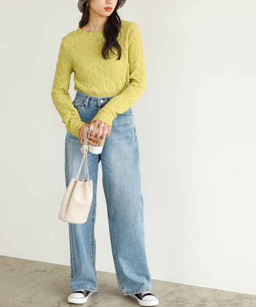 GeeRA(ジーラ)の「ワッシャーカットソープルオーバー(Tシャツ/カットソー・レディース・ブラック/グリーン/アイボリー/ピンク/イエロー・MEDIUM/X-LARGE/LARGE)」の14枚目の写真