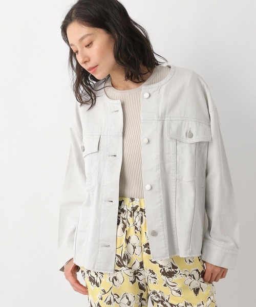 LEPSIM（レプシィム）の「ノーカラーリョウポケットジャケット　256058（デニムジャケット・レディース・ネイビー/オフホワイト/ブルー・FREE）」の16枚目の写真