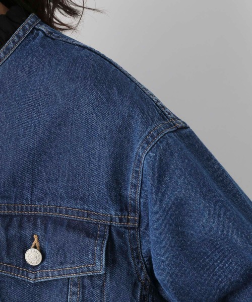 LEPSIM（レプシィム）の「ノーカラーリョウポケットジャケット　256058（デニムジャケット・レディース・ネイビー/オフホワイト/ブルー・FREE）」の13枚目の写真