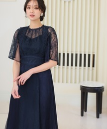ドレス ワンピース パーティードレス 結婚式 二次会 ネイビー L 号」に