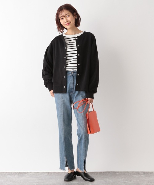 GLOBAL WORK（グローバルワーク）の「キレイ見えさらさら2WAYカーディガン/262890（カーディガン/ボレロ・レディース・オフホワイト/ブラック/レッド・FREE）」の7枚目の写真