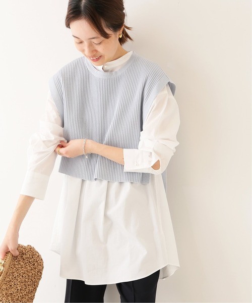 SLOBE IENA(スローブイエナ)の「コットンリネンサイドリボンジレ【手洗い可能】◆(ベスト・レディース・ナチュラル/ネイビー/スカイブルー・FREE)」の3枚目の写真