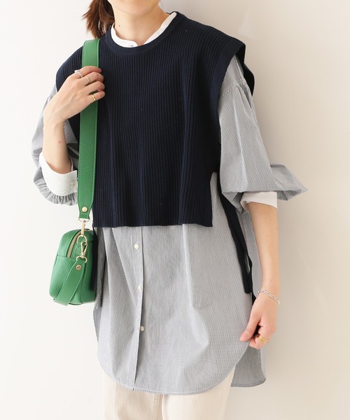 SLOBE IENA(スローブイエナ)の「コットンリネンサイドリボンジレ【手洗い可能】◆(ベスト・レディース・ナチュラル/ネイビー/スカイブルー・FREE)」の19枚目の写真