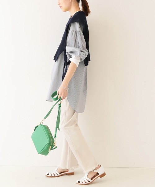 SLOBE IENA(スローブイエナ)の「コットンリネンサイドリボンジレ【手洗い可能】◆(ベスト・レディース・ナチュラル/ネイビー/スカイブルー・FREE)」の16枚目の写真