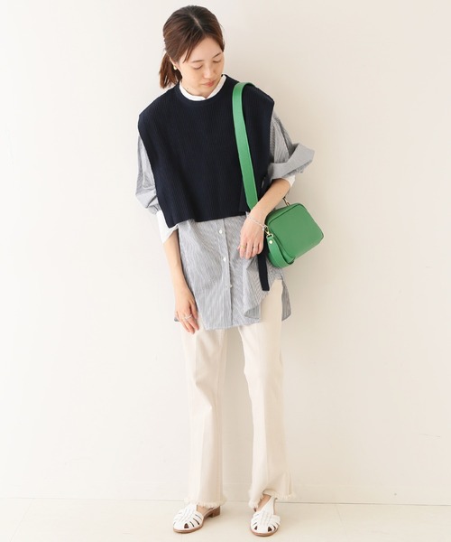 SLOBE IENA(スローブイエナ)の「コットンリネンサイドリボンジレ【手洗い可能】◆(ベスト・レディース・ナチュラル/ネイビー/スカイブルー・FREE)」の14枚目の写真