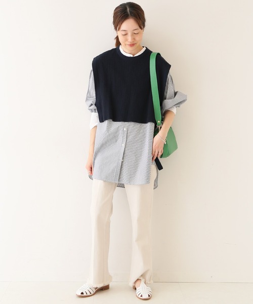 SLOBE IENA(スローブイエナ)の「コットンリネンサイドリボンジレ【手洗い可能】◆(ベスト・レディース・ナチュラル/ネイビー/スカイブルー・FREE)」の15枚目の写真