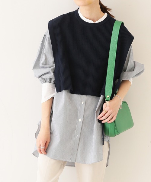 SLOBE IENA(スローブイエナ)の「コットンリネンサイドリボンジレ【手洗い可能】◆(ベスト・レディース・ナチュラル/ネイビー/スカイブルー・FREE)」の20枚目の写真