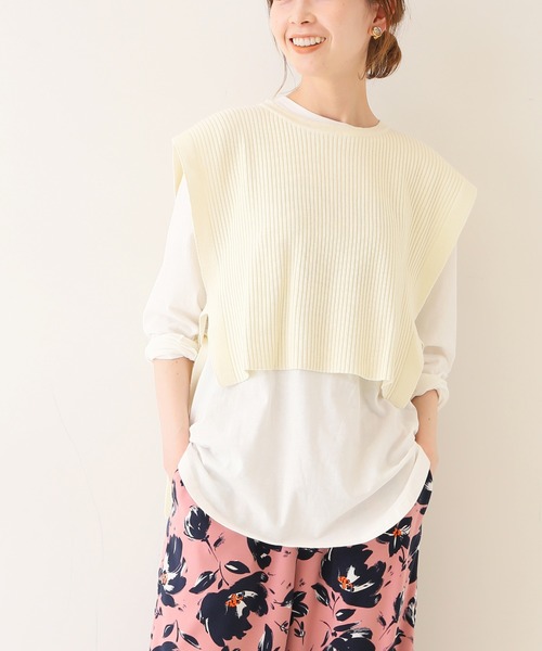 SLOBE IENA(スローブイエナ)の「コットンリネンサイドリボンジレ【手洗い可能】◆(ベスト・レディース・ナチュラル/ネイビー/スカイブルー・FREE)」の13枚目の写真