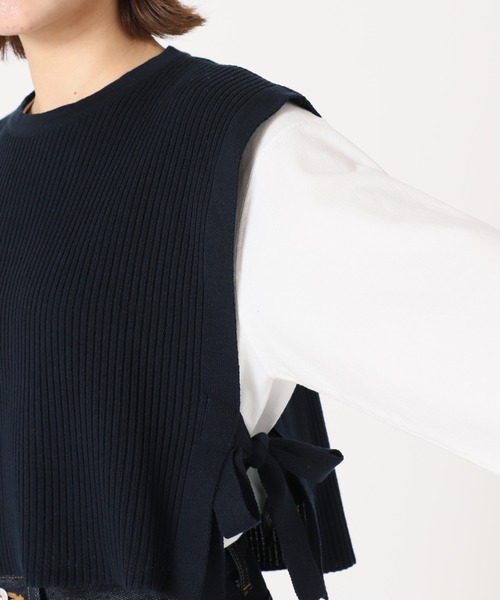 SLOBE IENA(スローブイエナ)の「コットンリネンサイドリボンジレ【手洗い可能】◆(ベスト・レディース・ナチュラル/ネイビー/スカイブルー・FREE)」の21枚目の写真