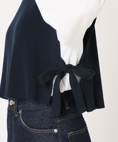 SLOBE IENA(スローブイエナ)の「コットンリネンサイドリボンジレ【手洗い可能】◆(ベスト・レディース・ナチュラル/ネイビー/スカイブルー・FREE)」の22枚目の写真