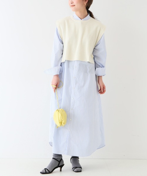 SLOBE IENA(スローブイエナ)の「コットンリネンサイドリボンジレ【手洗い可能】◆(ベスト・レディース・ナチュラル/ネイビー/スカイブルー・FREE)」の5枚目の写真